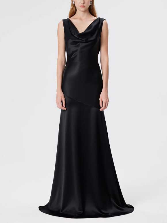 Elegant Swing Collar Backless Maxi Dress