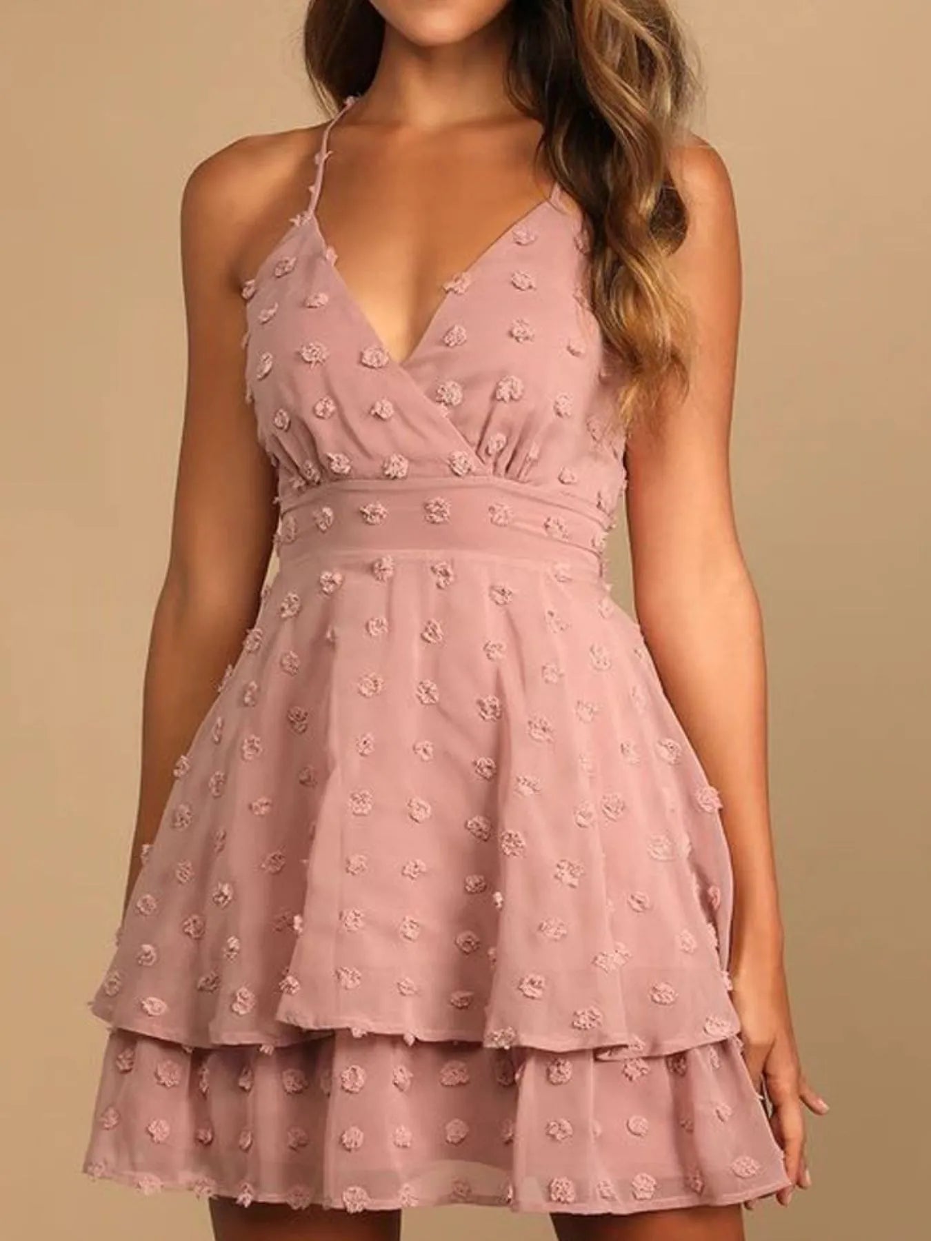 Swiss Dot V-Neck Cami Dress