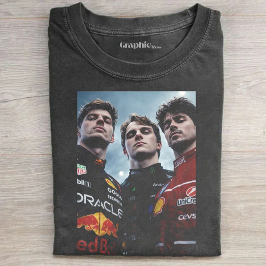F1 Three Kings Together:Charles Leclerc & Oscar Piastri & Max Verstappen T-shirt