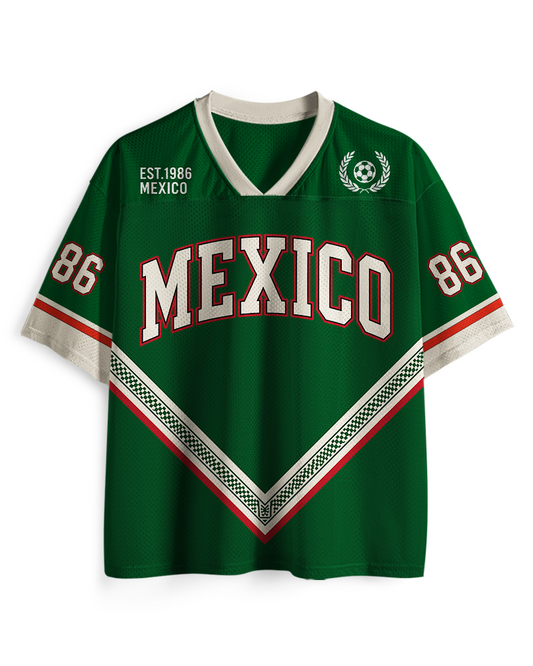 TheRetroTee Vintage Mexiko Heritage Grün Football Mesh Trikot