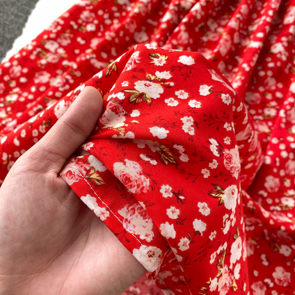 Women's Fashion V Neck Puff Sleeve Floral Print Casual Maxi Dress