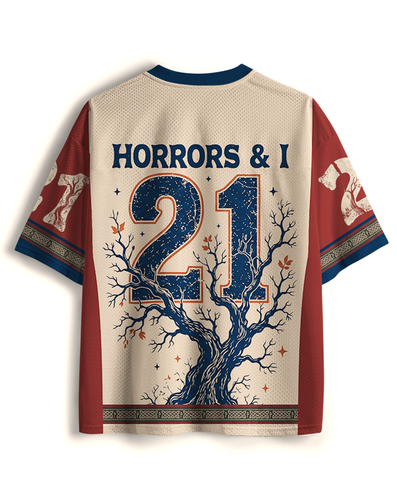 TheRetroTee Der Horror bleibt, aber ich auch 1970er Jahre Mesh Trikot