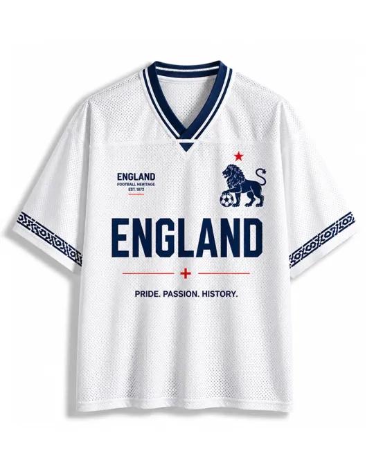 TheRetroTee Maillot de Football Rétro Culturel Angleterre #10 en Mesh