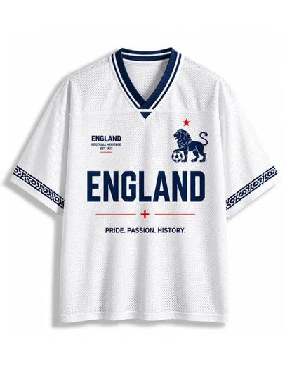 TheRetroTee Maillot de Football Rétro Culturel Angleterre #10 en Mesh