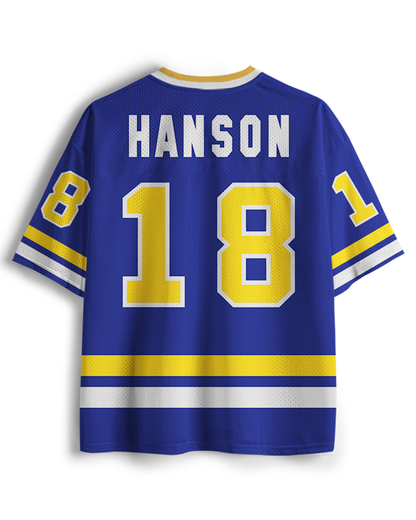TheRetroTee Hockey #18 Blau & Gelb Fan Mesh Trikot