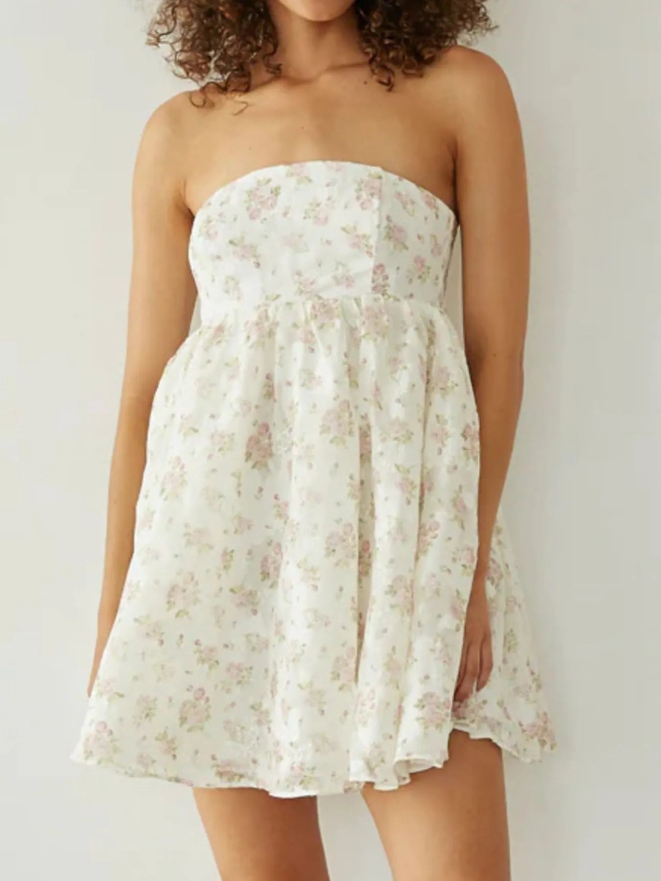 Strapless Floral Print Summer Dress