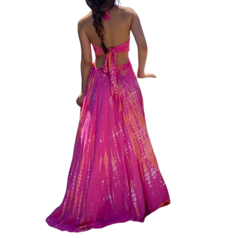 Fashion Sexy Suspender Backless Sleeveless Seaside Holiday Maxi Dress