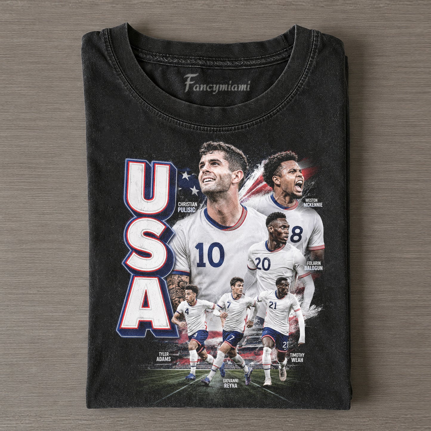 AMERIKANISCHES FUSSBALLSTAR COLLAGE GRAFIK-T-SHIRT