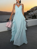Delicate Glamour in Motion Layered Patchwork Ruched Party Maxi Dress