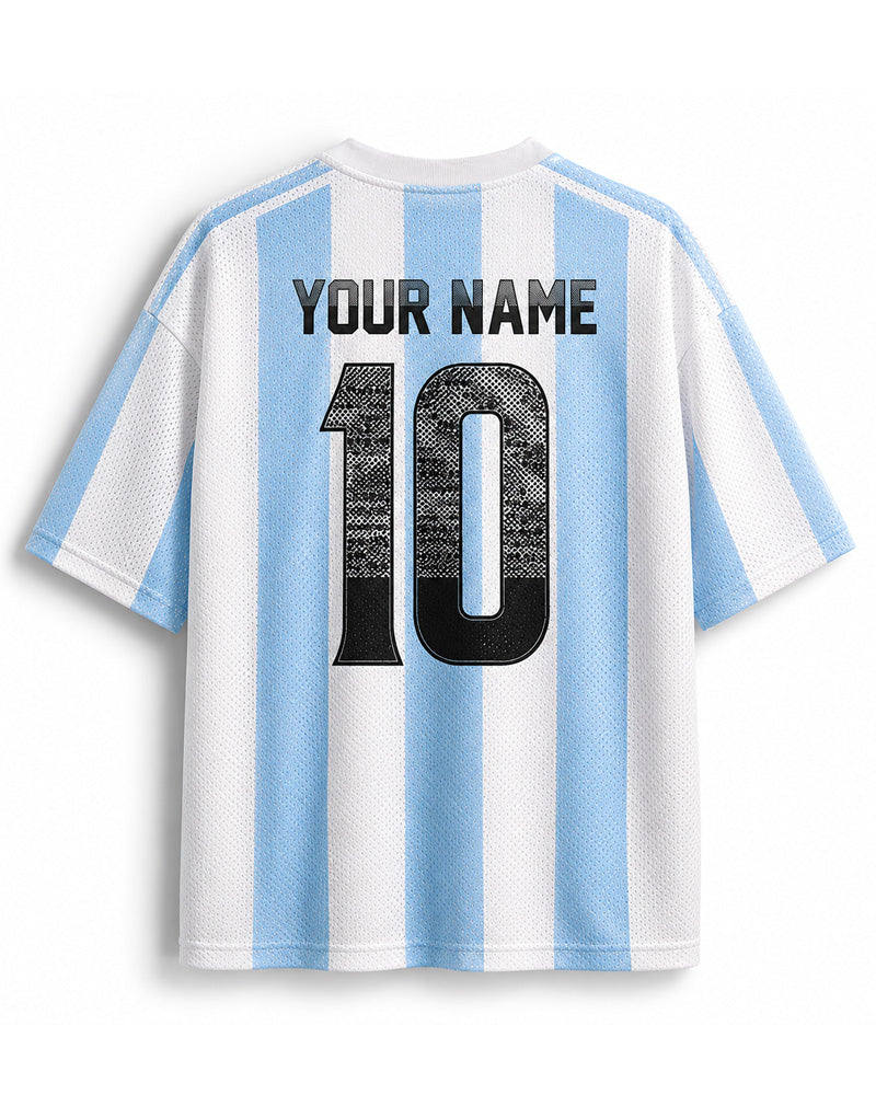 TheRetroTee Maillot Classique de Football Argentin Personnalisable en Maille Aérée pour Supporters