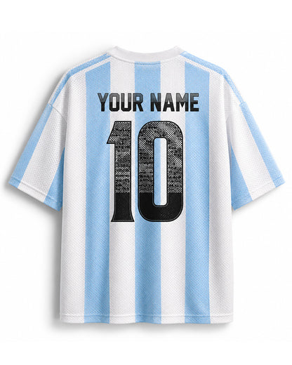TheRetroTee Maillot Classique de Football Argentin Personnalisable en Maille Aérée pour Supporters