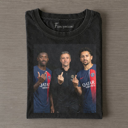 Ousmane Dembélé & Luis Enrique & Marquinhos – Vintage Washed Graphic T-Shirt