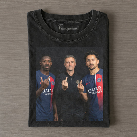 Ousmane Dembélé & Luis Enrique & Marquinhos – Vintage Washed Graphic T-Shirt