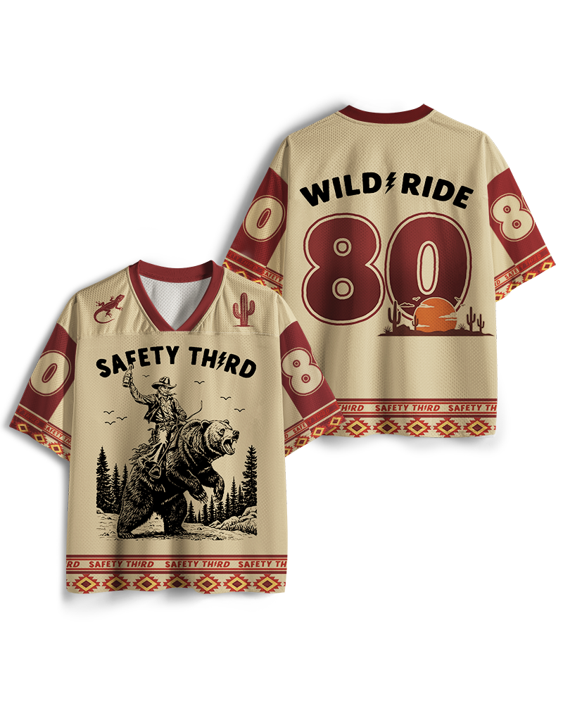 TheRetroTee Safety Third Grizzly Bear Mesh Jersey
