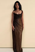 Elegant Sequin Slit Party Maxi Dress