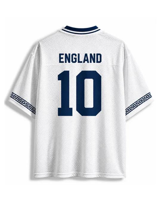 TheRetroTee Maillot de Football Rétro Culturel Angleterre #10 en Mesh