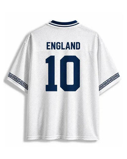 TheRetroTee Maillot de Football Rétro Culturel Angleterre #10 en Mesh