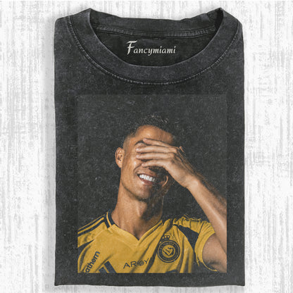 T-shirt graphique vieilli portrait LÉGENDE DU FOOTBALL RÉTRO