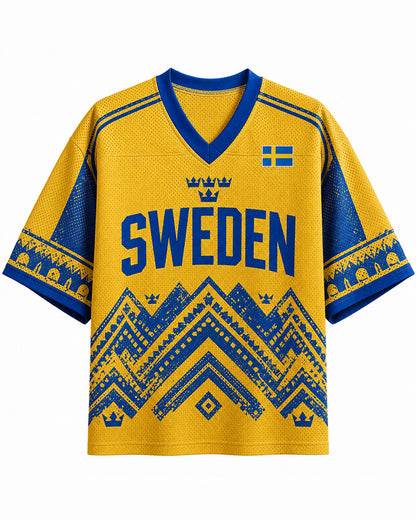 TheRetroTee Custom Schweden Fußball-Mesh-Trikot