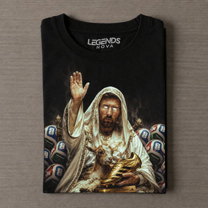Holy Light Messi GOAT Golden Boot Vintage Football Fan Graphic T-Shirt