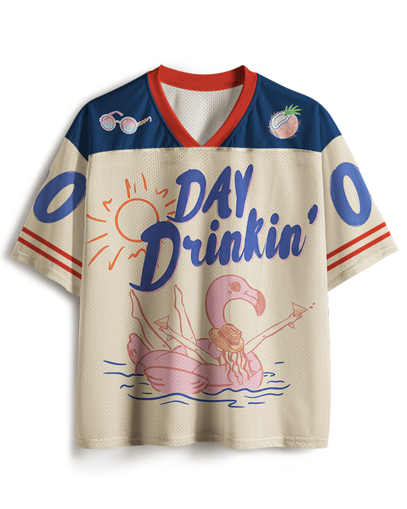 TheRetroTee Day Drinking 1980er Jahre Mesh Jersey
