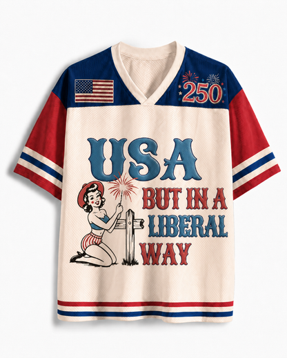 TheRetroTee Vintage USA But In A Liberal Way Mesh Jersey