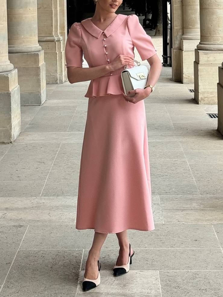 Elegant Retro Shirt And Skirt Suit-Shirt