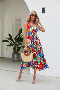 Summer Fashion Vacation V-line Tunic Sexy Casual Beach Maxi Dress