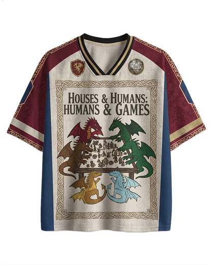 TheRetroTee Funny DnD Houses and Humans 1980s Mesh Jersey