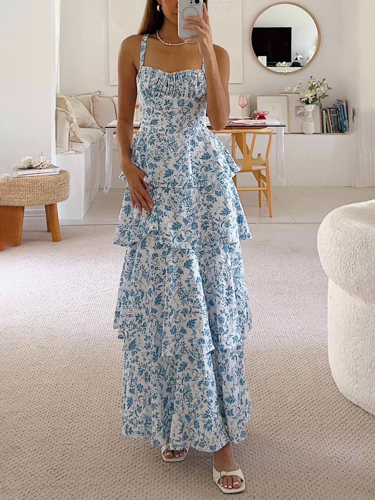 Sweet Floral Backless Sexy Midi Dress