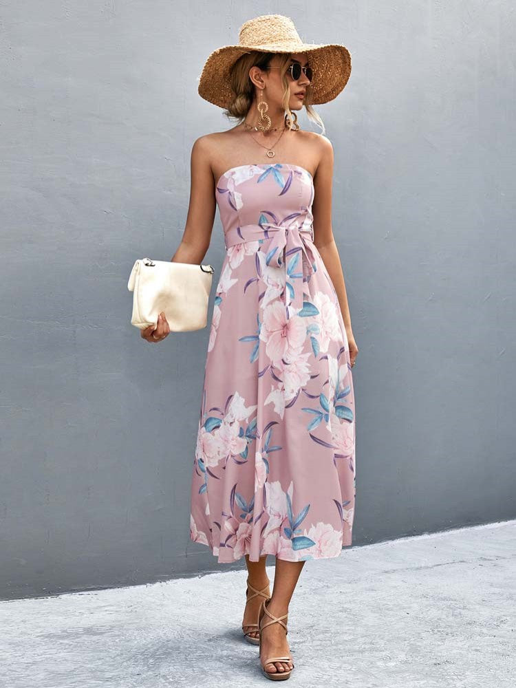 Summer Floral Print Boho A-Line Sleeveless Elegant Party  Maxi Dress