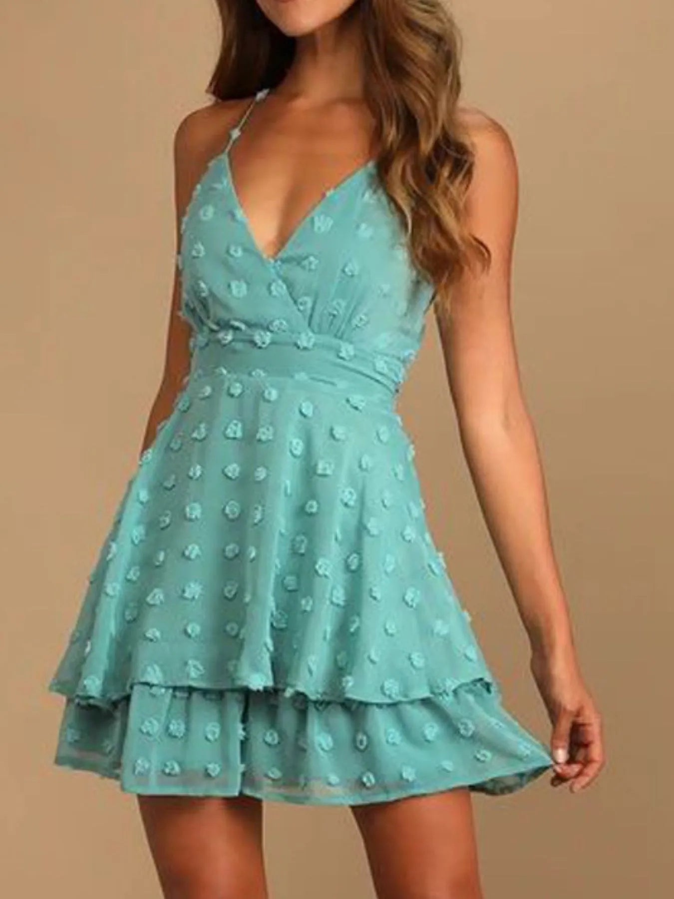 Swiss Dot V-Neck Cami Dress