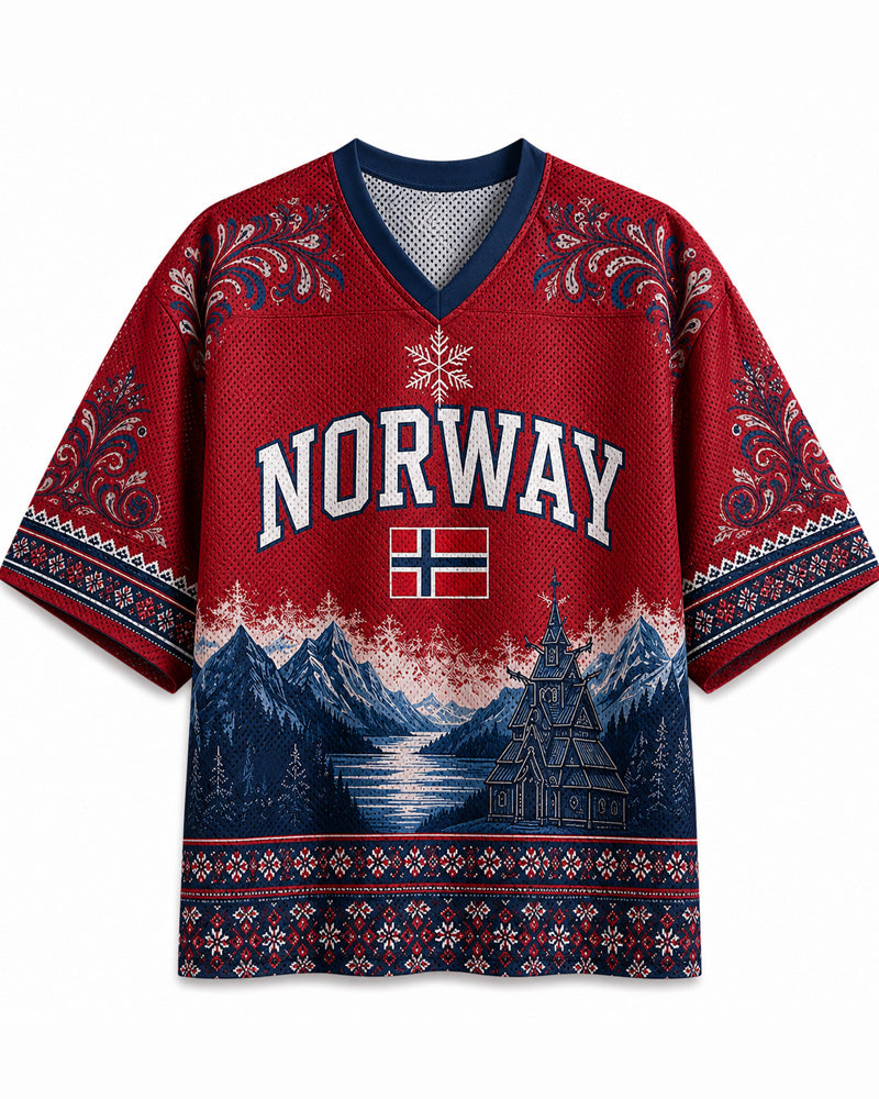 TheRetroTee Custom Name Norwegen Fußball Mesh Trikot