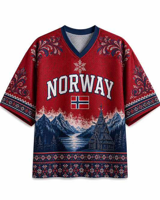 TheRetroTee Custom Name Norway Soccer Mesh Jersey