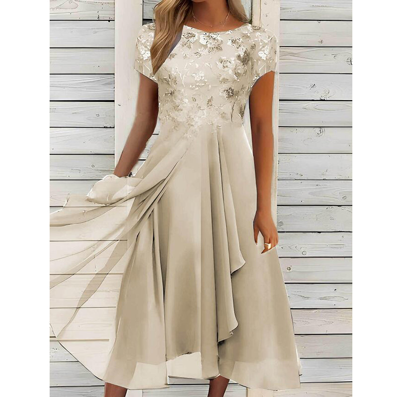 Elegant Fashion Sexy Lace Sequins Slim Party High Waist Irregular Midi Dress