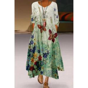 Women's Printed 3D Hem Irregular Sexy Bohemian  Maxi Dress