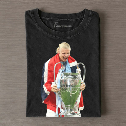 T-shirt imprimé VICTOIRE ÉCHARPE ROUGE BLANCHE TROPHÉE ARGENTÉ