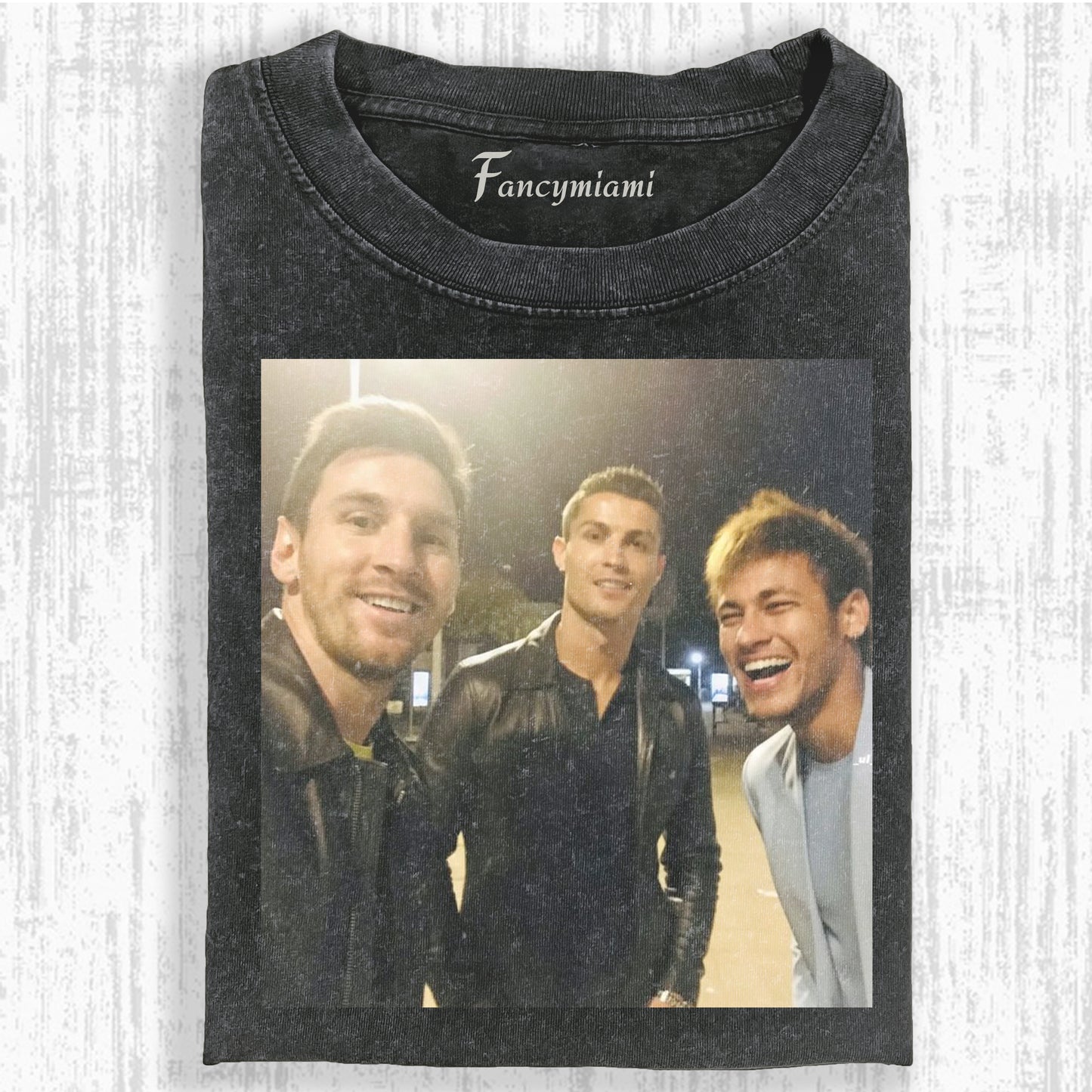 RETRO FOOTBALL LEGEND PORTRAIT FADED GRAPHIC TEE