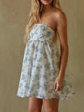 Strapless Floral Print Summer Dress