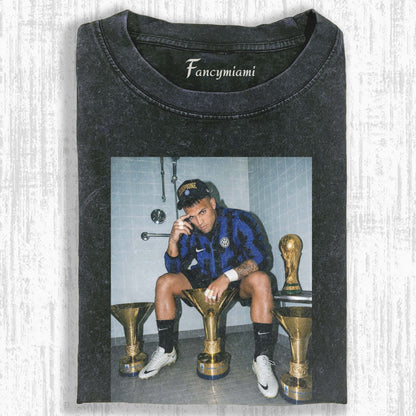 T-shirt graphique délavé vintage - lautaro martínez