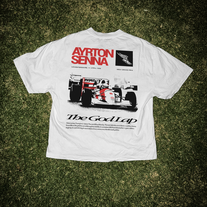 Ayrton Senna 'God Lap' Xerox Heavyweight White Tee