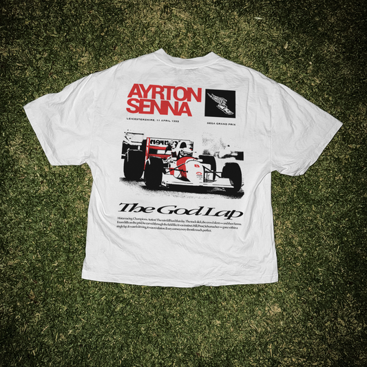 Ayrton Senna 'God Lap' Xerox Heavyweight White Tee