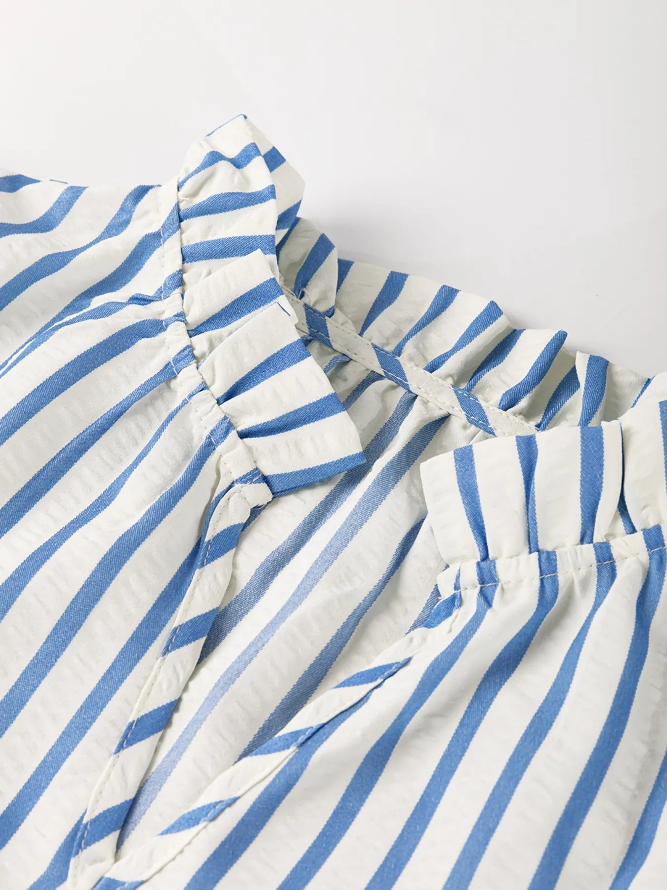 Stripe Knotted Sleeve Notched Shift Mini Dress