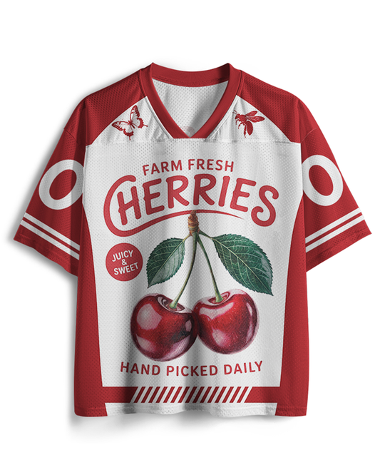 TheRetroTee Cherry Cottagecore 1960s Mesh Jersey