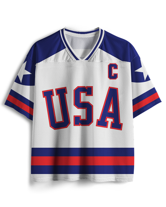 TheRetroTee USA Hockey #21 Retro-Eishockey-Mesh-Trikot